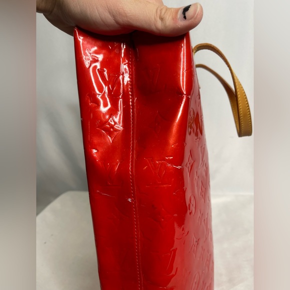 Louis Vuitton | Large Red Vernis Patent Leather Signature Monogram Tote Bag - Picture 8 of 12